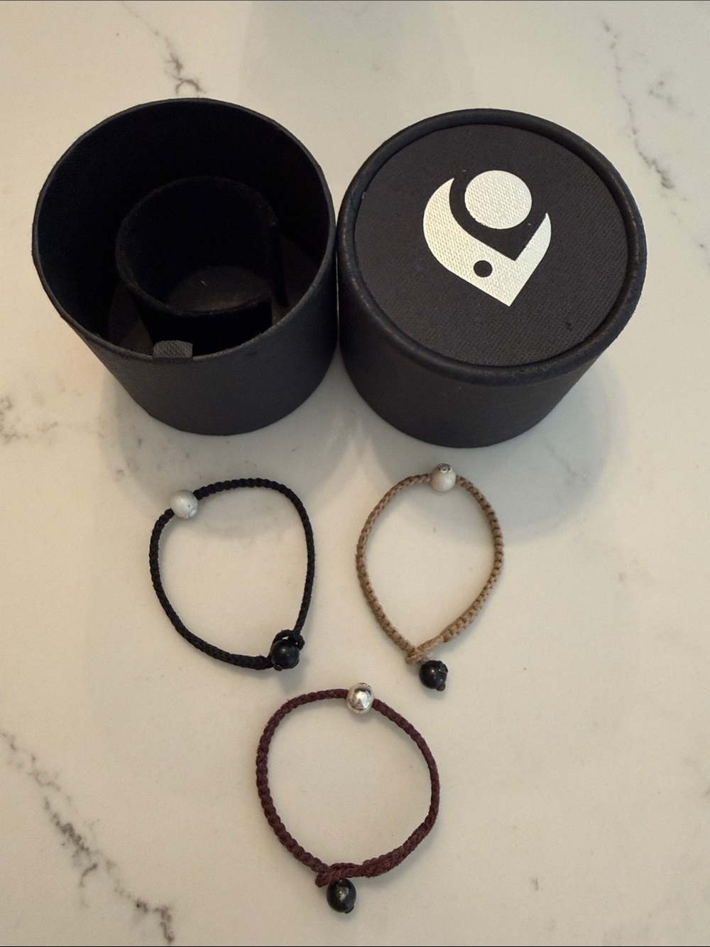 Lokai Adjustable Cord Bracelet Trio in Black, Brown, and cream